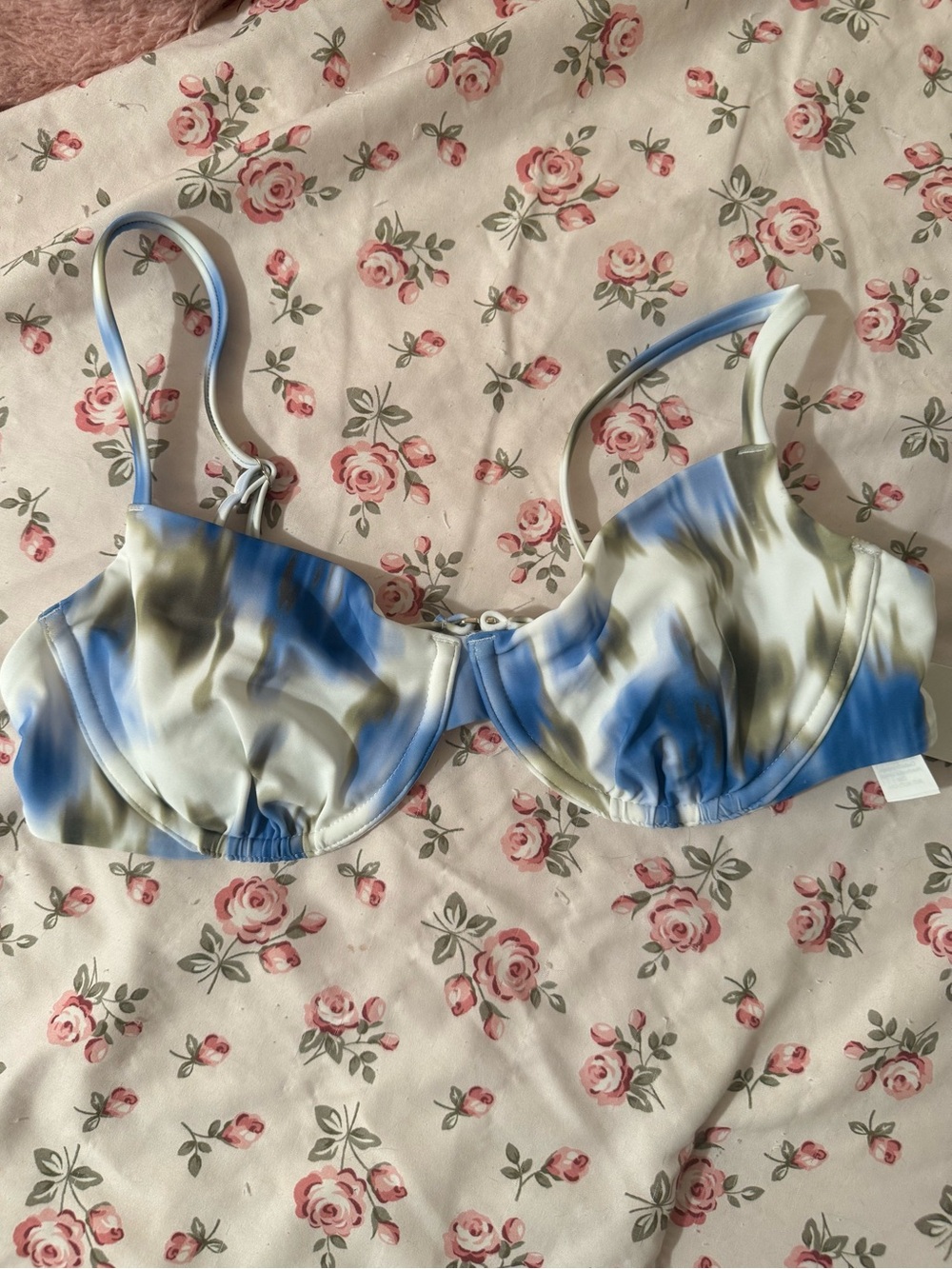 Blue & cream Abercrombie bikini top